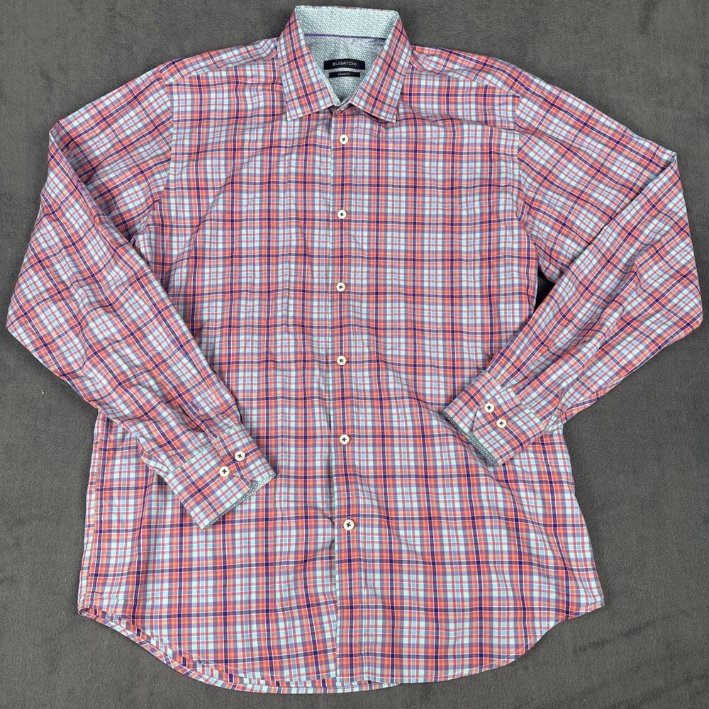 Bugatchi Classic Fit Check Sport Shirt Large